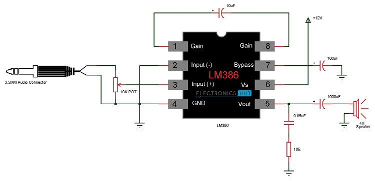 Lm 386 amplifier circuit to arduino